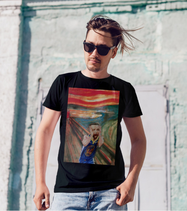 Curry The Scream Basketball Star Meets Iconic Painting Fusion T-Shirt