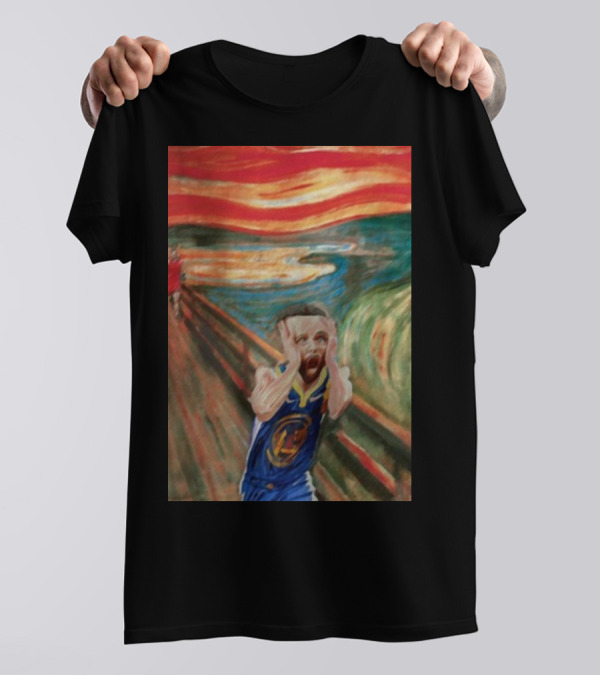 Curry The Scream Basketball Star Meets Iconic Painting Fusion T-Shirt