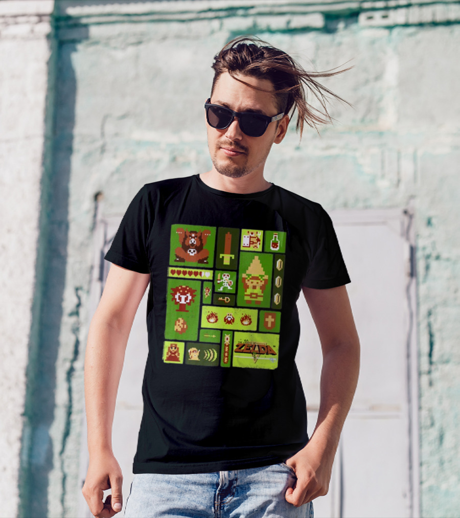 Kane Carter Legend Of Zelda Retro Pixel Collage T-Shirt
