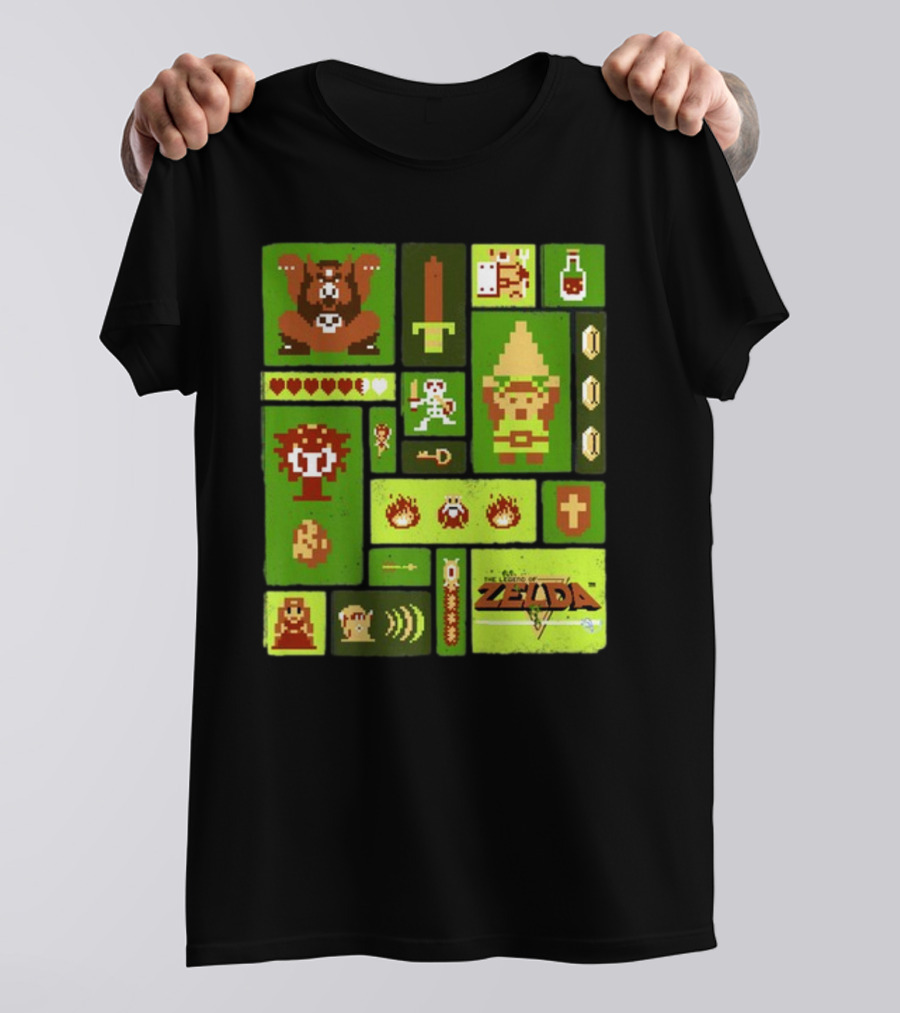 Kane Carter Legend Of Zelda Retro Pixel Collage T-Shirt
