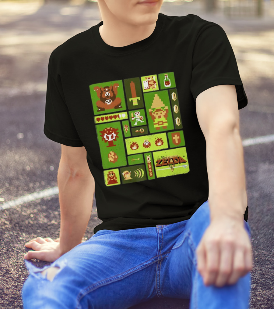 Kane Carter Legend Of Zelda Retro Pixel Collage T-Shirt