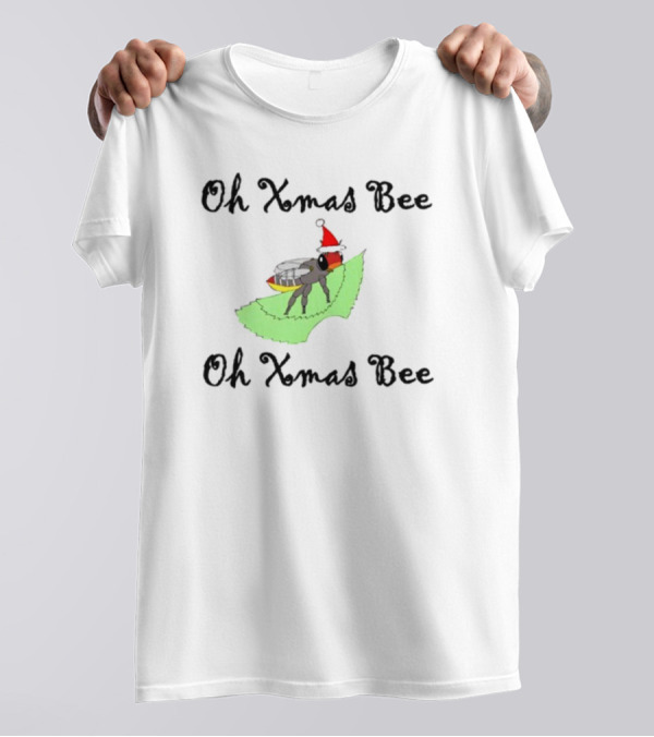Oh Xmas Bee Santa Hat Festive Holiday Image T-Shirt