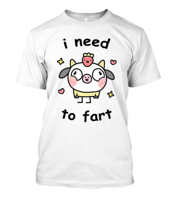 Stinky Katie I Need A Fart Cute Cartoon Pig With Hearts And Stars T-Shirt