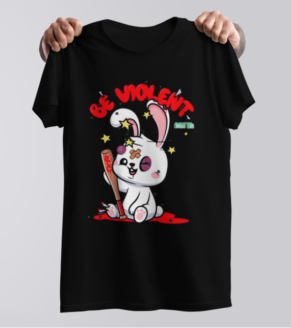 Be Violent Combat Club Rabbit With Bat T-Shirt