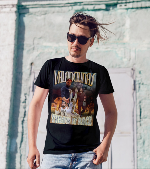 Valanciunas Throw It Back NOLA 17 Basketball Flames T-Shirt