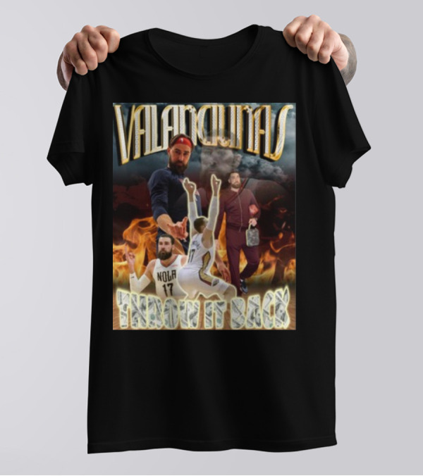 Valanciunas Throw It Back NOLA 17 Basketball Flames T-Shirt