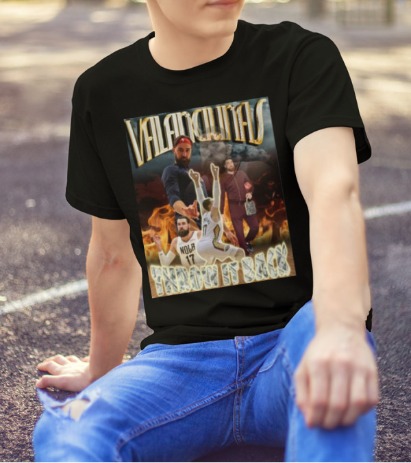 Valanciunas Throw It Back NOLA 17 Basketball Flames T-Shirt