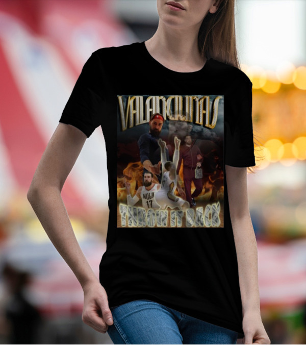 Valanciunas Throw It Back NOLA 17 Basketball Flames T-Shirt