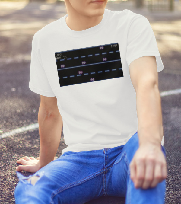 Midnight Motorist Game Lap 2 Mph 51 Score 1204 Retro Racing Pixels T-Shirt