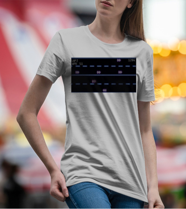 Midnight Motorist Game Lap 2 Mph 51 Score 1204 Retro Racing Pixels T-Shirt