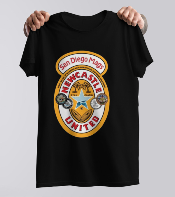 San Diego Mags Newcastle United Stay Classy So Cal Geordie Badge T-Shirt