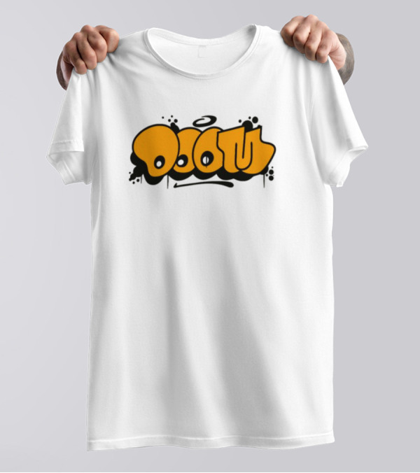 Gasdrawls Doom Throw Black And Gold Bubble Lettering T-Shirt