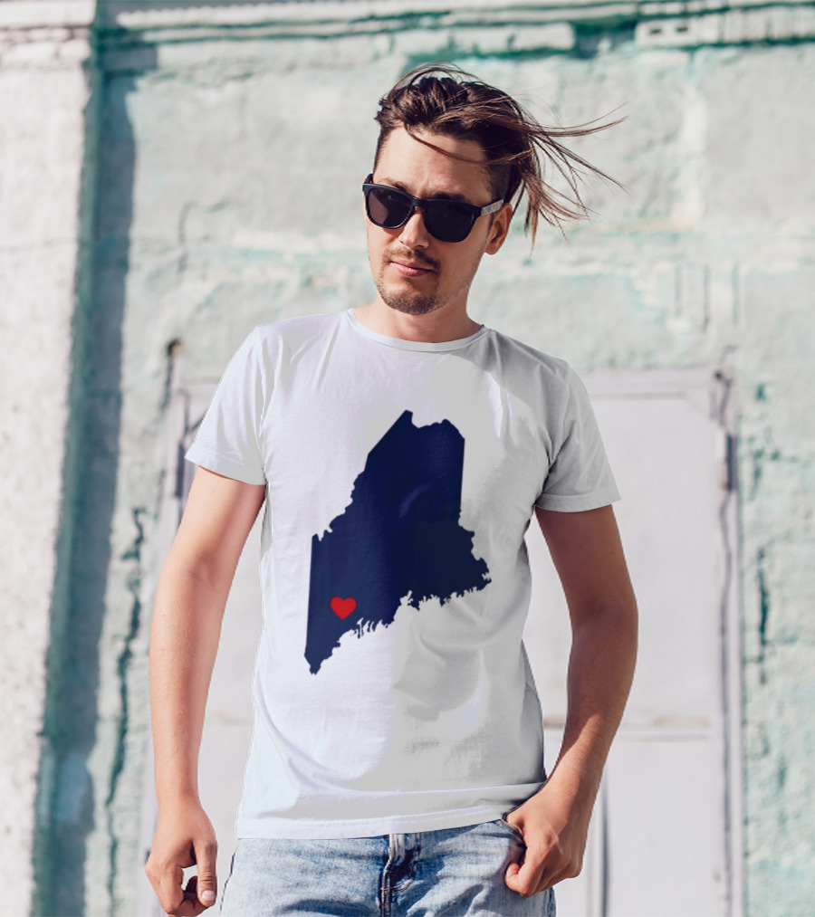 Lewiston Strong Maine Heart Map T-Shirt