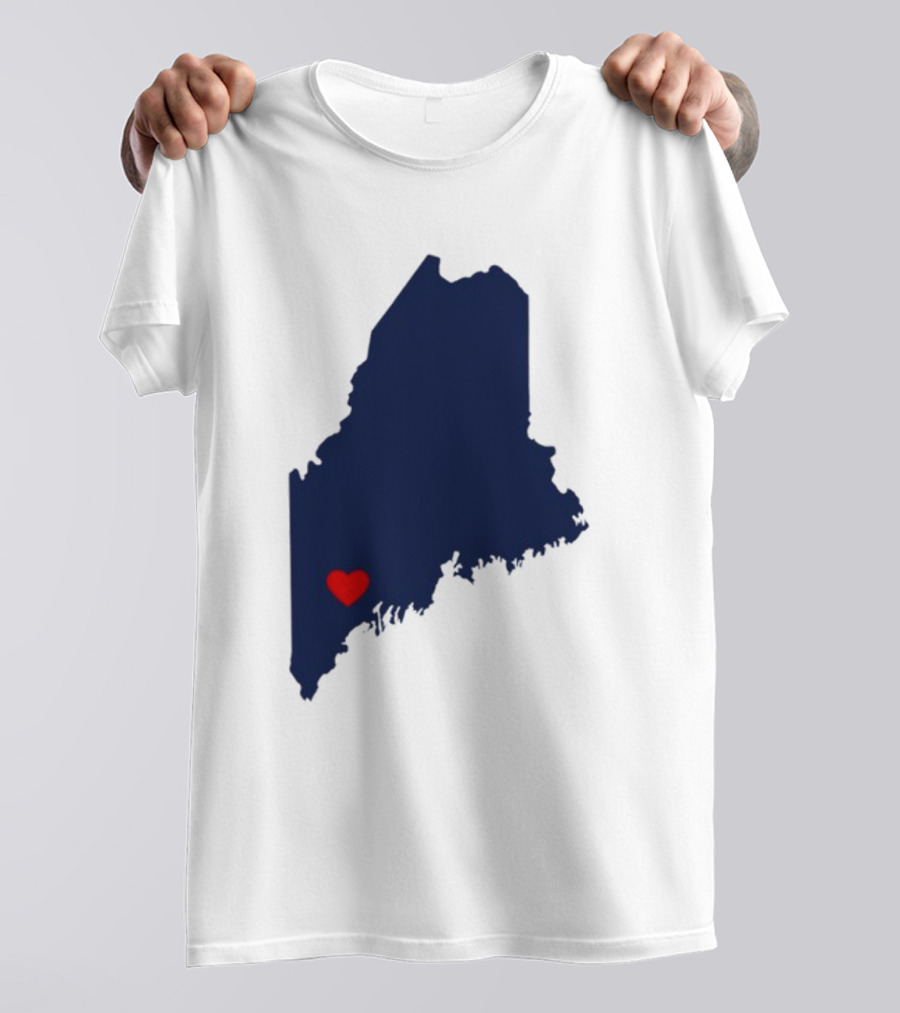 Lewiston Strong Maine Heart Map T-Shirt