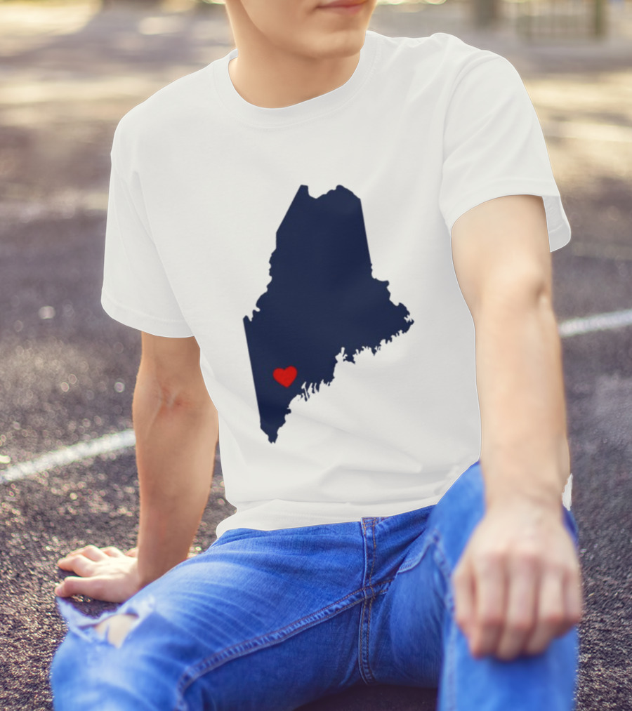 Lewiston Strong Maine Heart Map T-Shirt