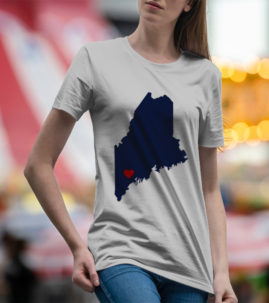 Lewiston Strong Maine Heart Map T-Shirt