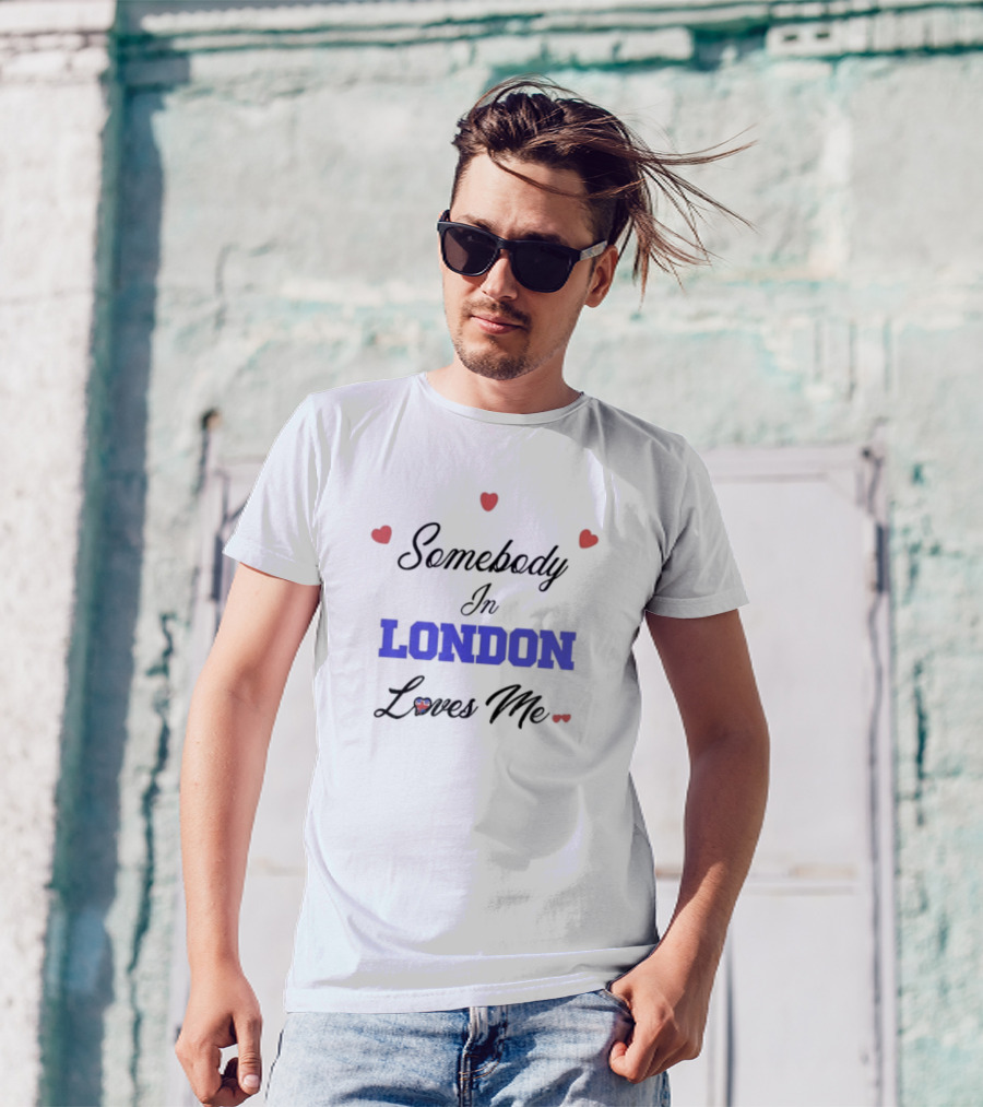 Somebody In London Loves Me Red Heart Accents T-Shirt