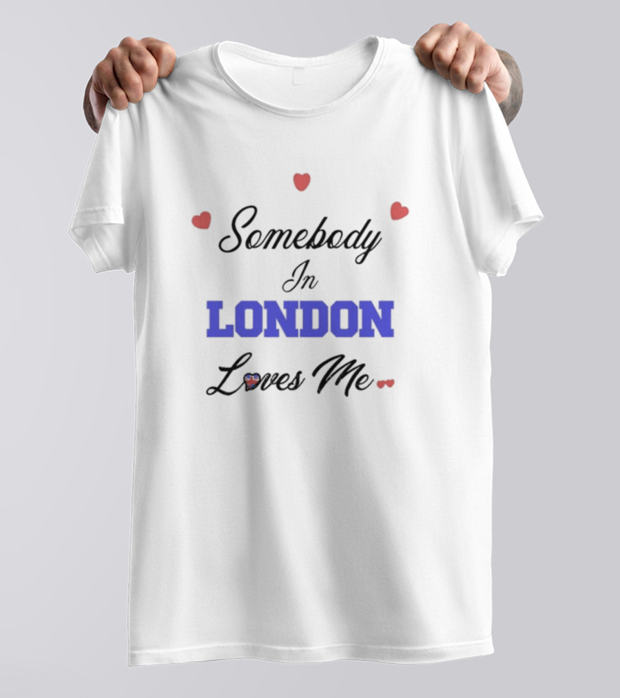 Somebody In London Loves Me Red Heart Accents T-Shirt