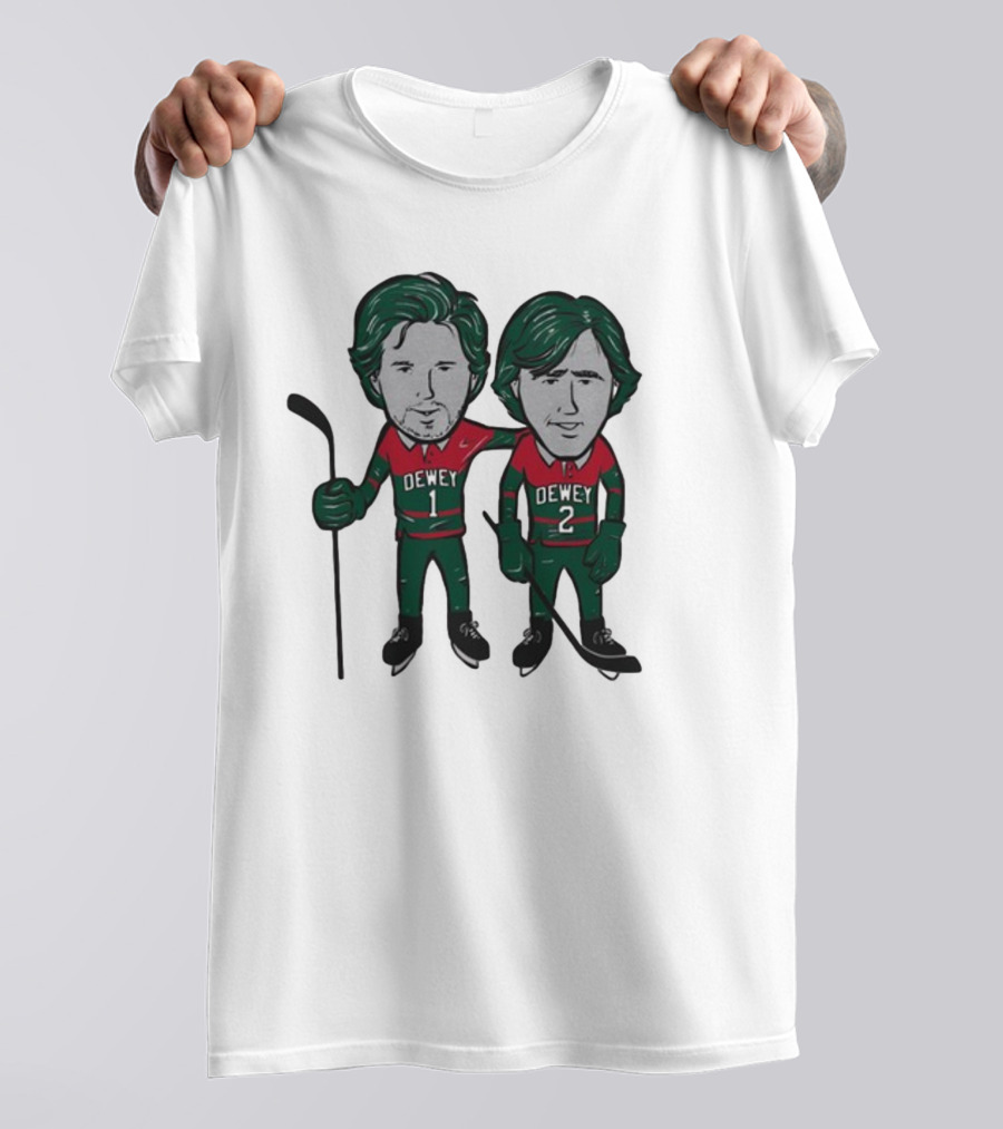 Minnesota Wild Meet The Deweys Sotastick Dewey 1 Dewey 2 Hockey Players T-Shirt