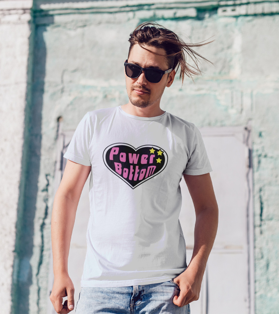 Power Bottom Heart Three Stars T-Shirt
