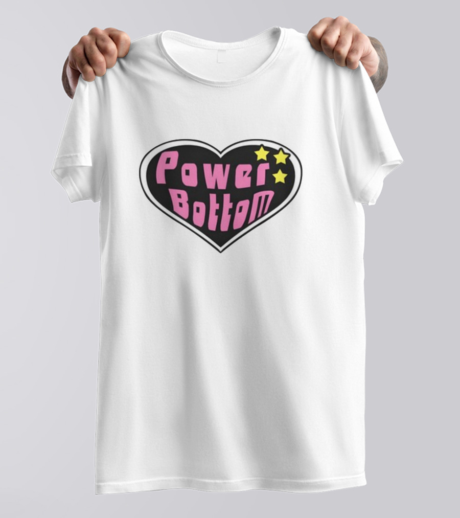 Power Bottom Heart Three Stars T-Shirt