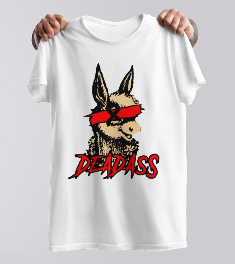 Deadass Red Blindfold Cartoon Donkey T-Shirt