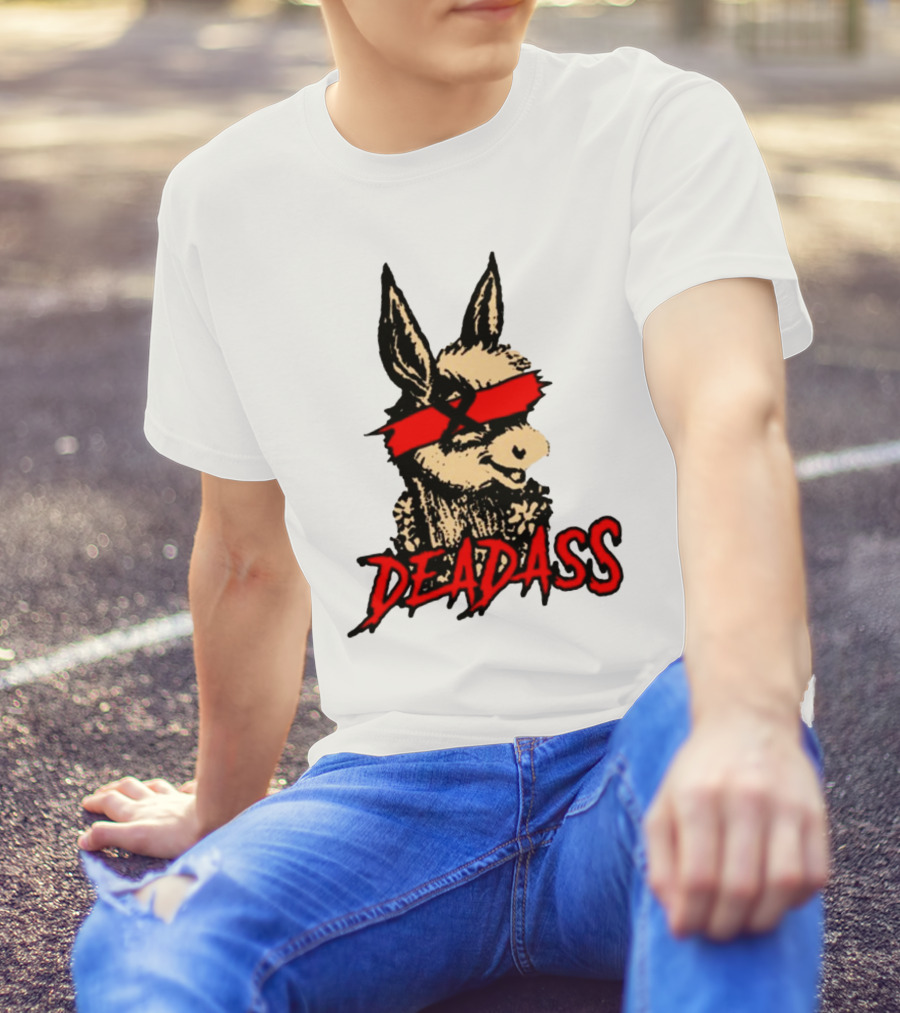 Deadass Red Blindfold Cartoon Donkey T-Shirt