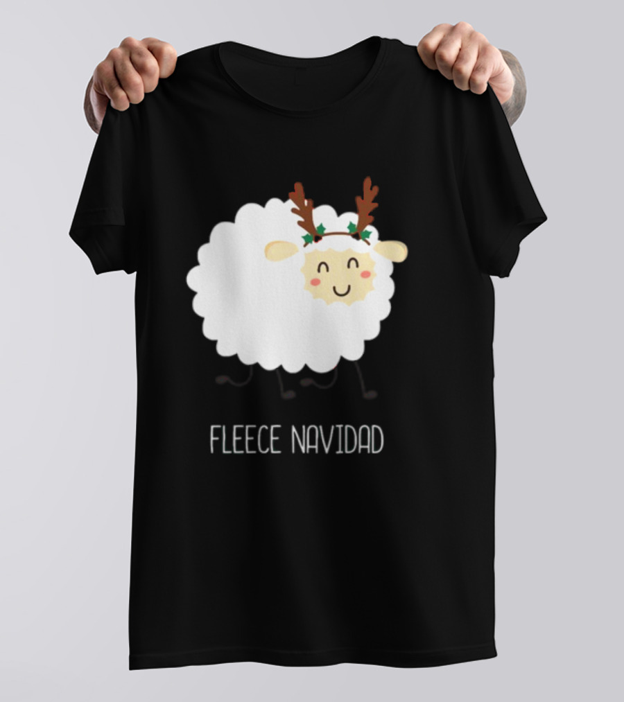 Fleece Navidad Christmas Sheep With Antlers T-Shirt