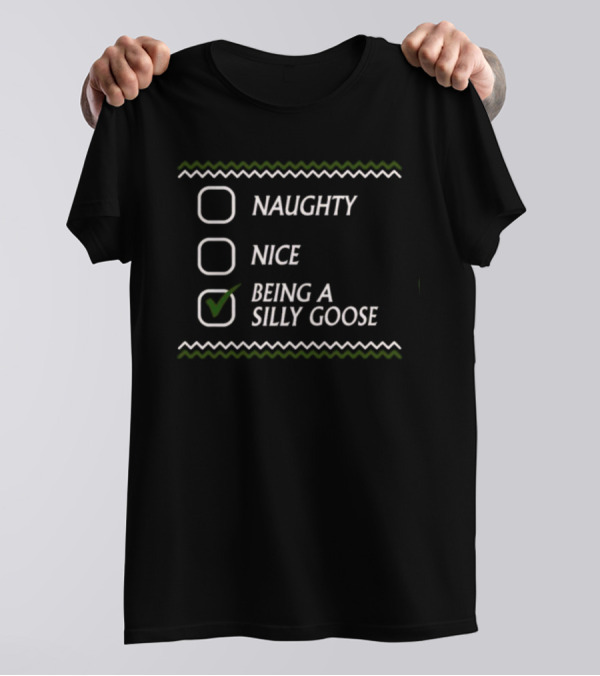 Naughty Nice Being A Silly Goose Checked T-Shirt