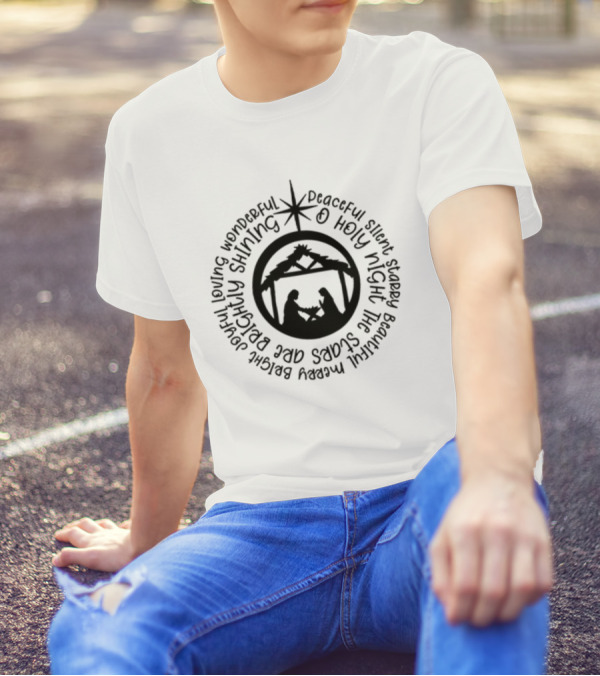 O Holy Night Silent Nativity Scene Brightly Shining Star T-Shirt