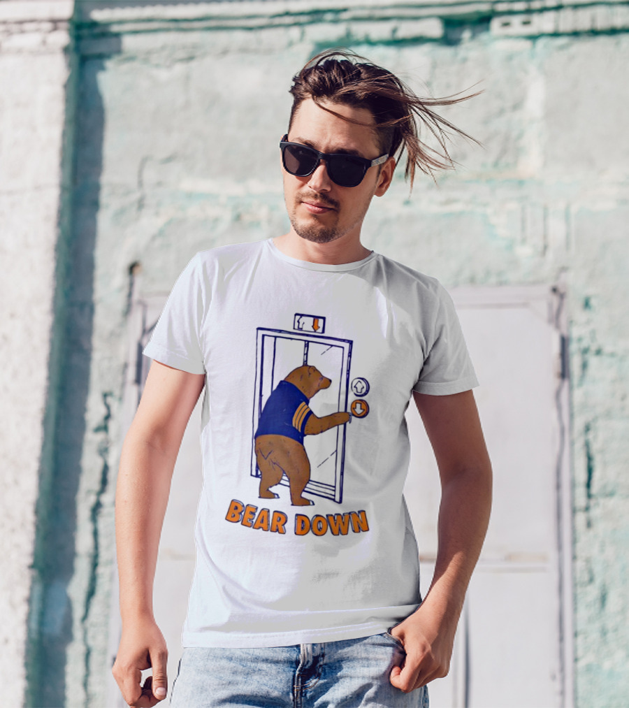 Bear Down Bear In Blue Jersey Pressing Elevator Button T-Shirt
