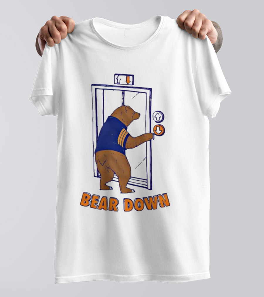 Bear Down Bear In Blue Jersey Pressing Elevator Button T-Shirt