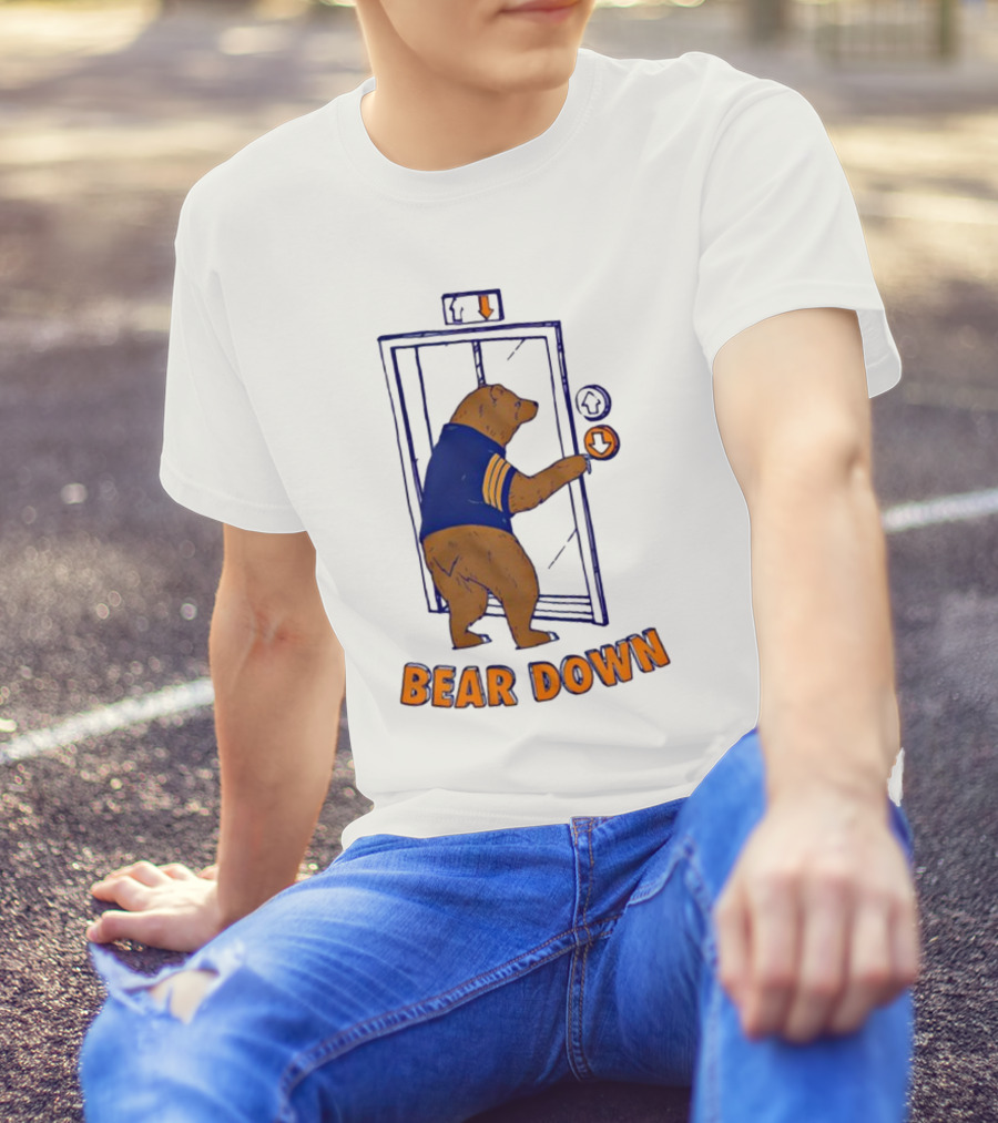 Bear Down Bear In Blue Jersey Pressing Elevator Button T-Shirt