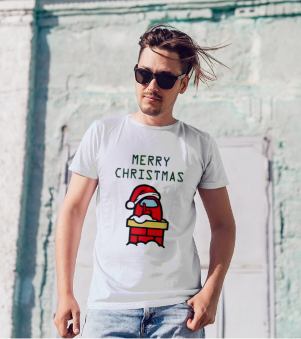 Among Us Santa Red Merry Christmas Chimney Crewmate T-Shirt