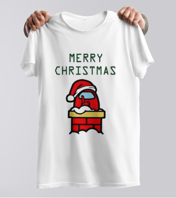 Among Us Santa Red Merry Christmas Chimney Crewmate T-Shirt