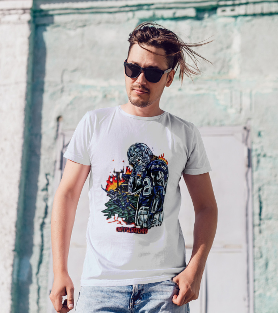 Retros Studio Only Scratched The Surface Football Player With Fire Background T-Shirt