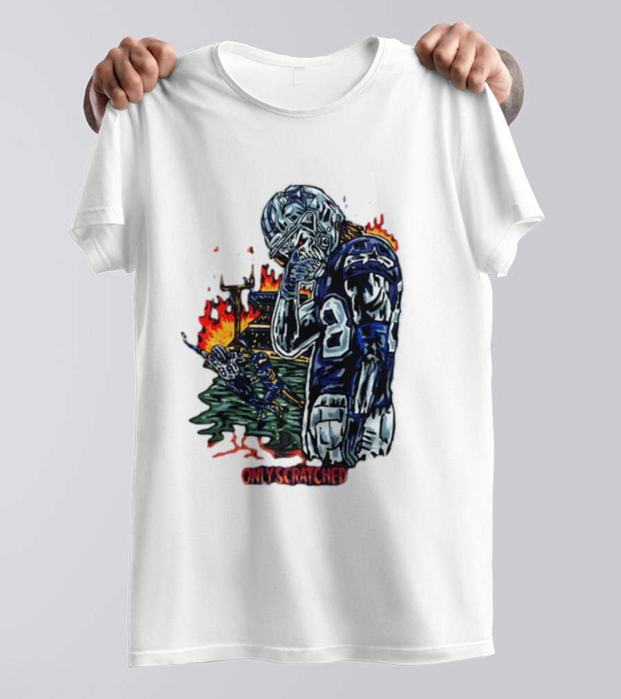 Retros Studio Only Scratched The Surface Football Player With Fire Background T-Shirt