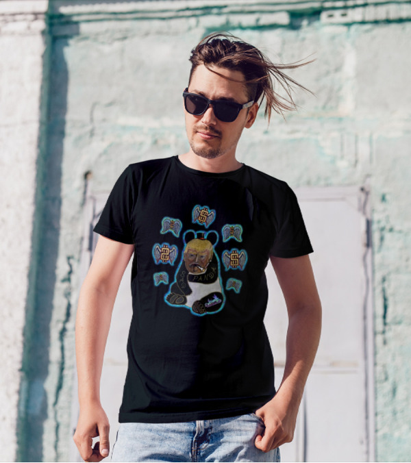 Rabidartwork Sad Panda Trump Smoking Dollar Angels T-Shirt