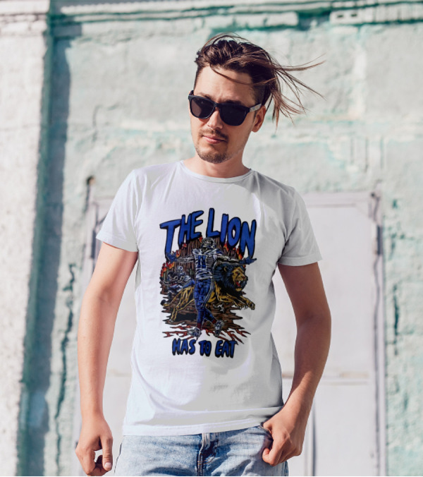 The Lion Has To Eat Retros Themed Football Warrior T-Shirt