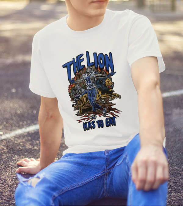 The Lion Has To Eat Retros Themed Football Warrior T-Shirt