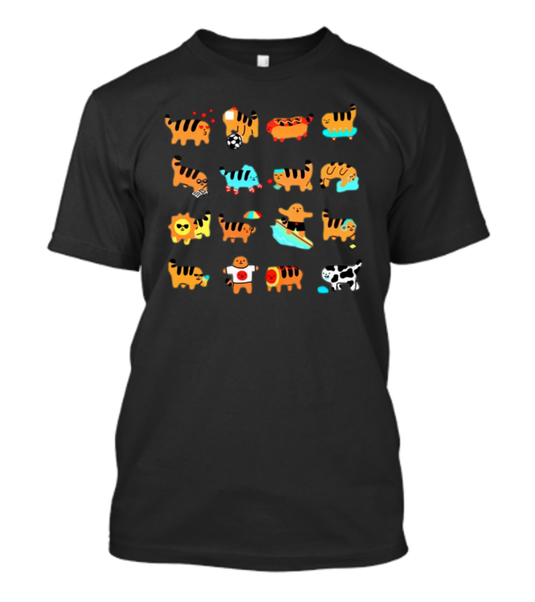 Cheese Puff Tiger Soccer Football Sushi Surfing Cow Pool Sun Tiger T-Shirt