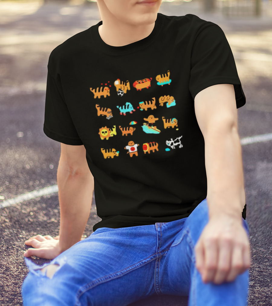 Cheese Puff Tiger Soccer Football Sushi Surfing Cow Pool Sun Tiger T-Shirt
