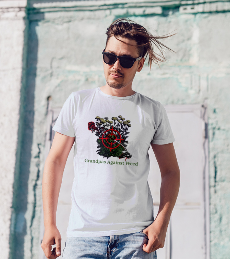 Grandpas Against Weed Targeting Dandelions With String Trimmer T-Shirt