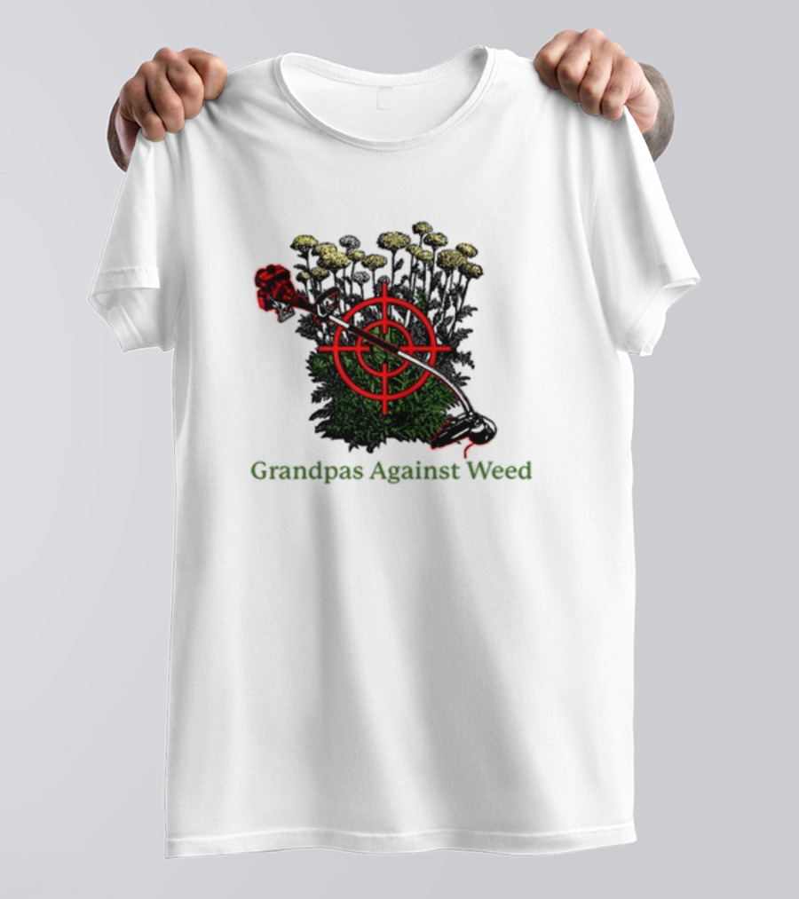 Grandpas Against Weed Targeting Dandelions With String Trimmer T-Shirt