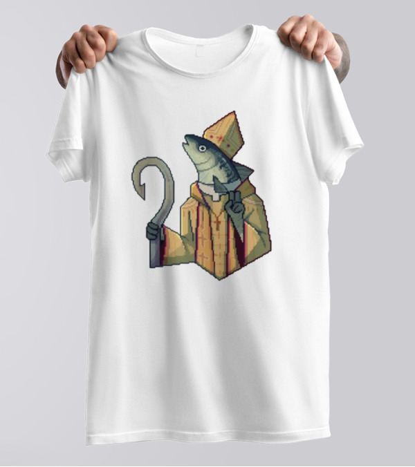 May Could Be With You Holy Mackerel Fish Bishop Pixel T-Shirt