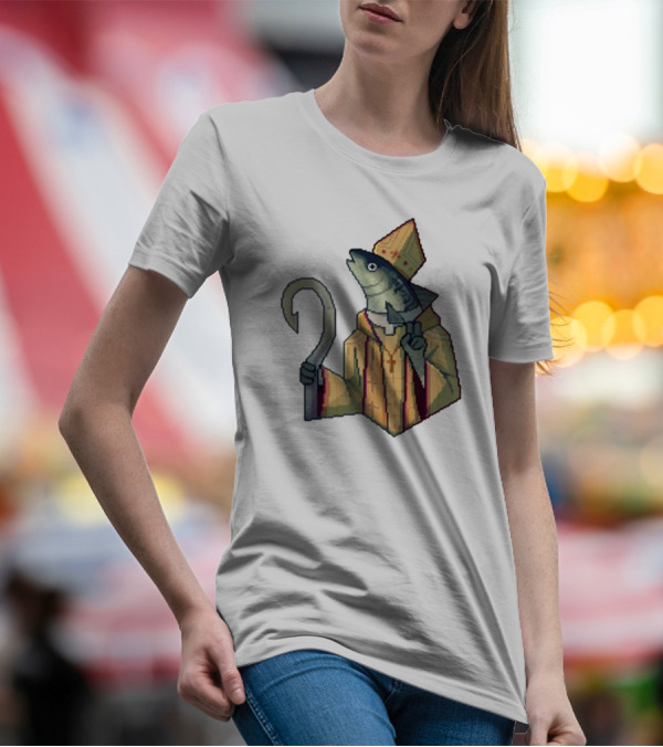 May Could Be With You Holy Mackerel Fish Bishop Pixel T-Shirt