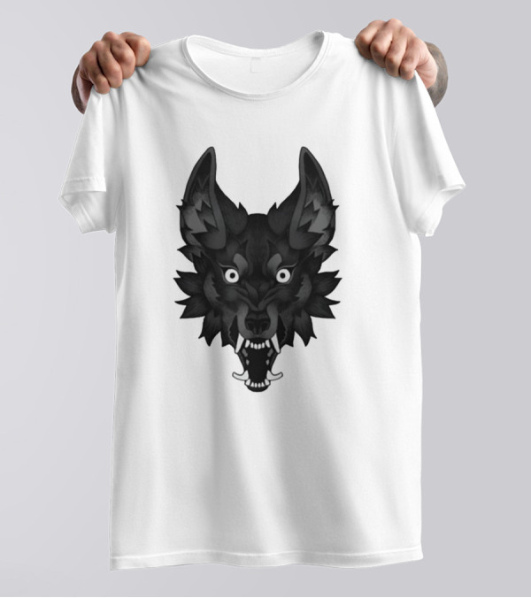 Snarling Wolf Head Monochrome T-Shirt