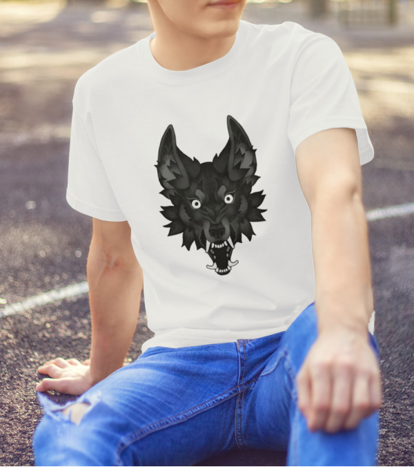Snarling Wolf Head Monochrome T-Shirt