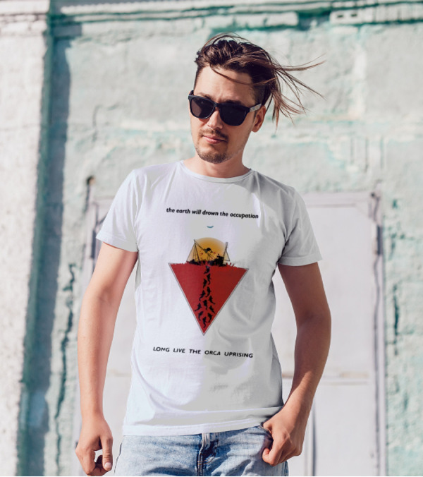 The Earth Will Drown The Occupation Long Live The Orca Uprising Triangle T-Shirt