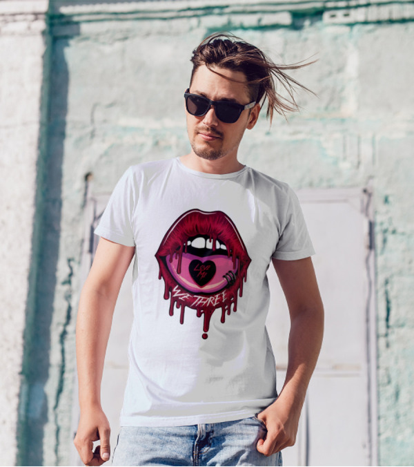 We Three Love Me Dripping Lips Heart Tattoo T-Shirt